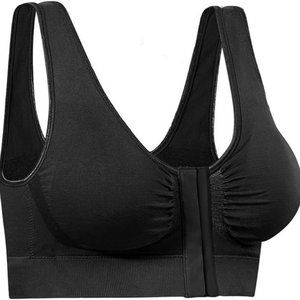 Miracle Bamboo Bra NWT women's XL hook front closure black stretch support comfy